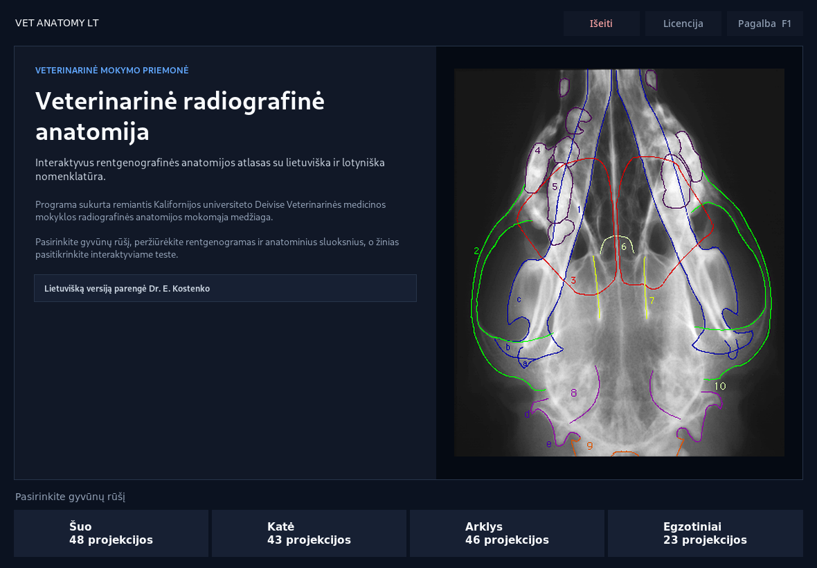 Vet Anatomy LT pradinis langas